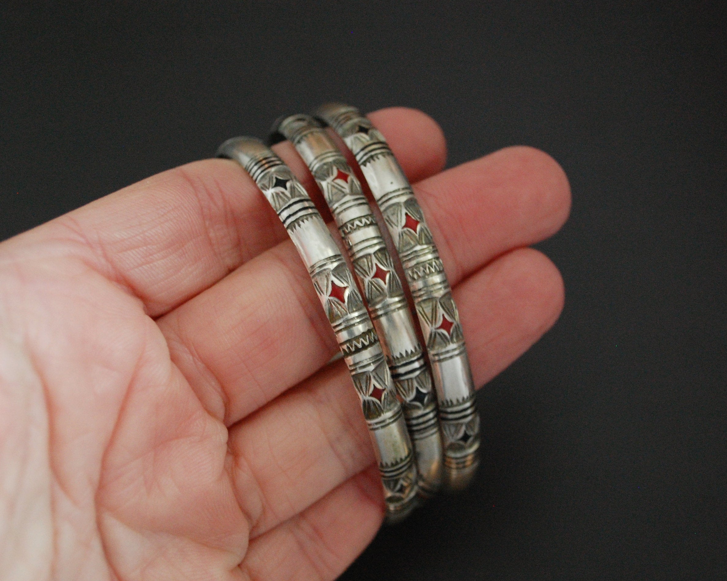 Berber Silver Enamel Bracelet - TRIO