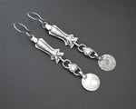 Long Afghani Fish Dangle Earrings with Coin