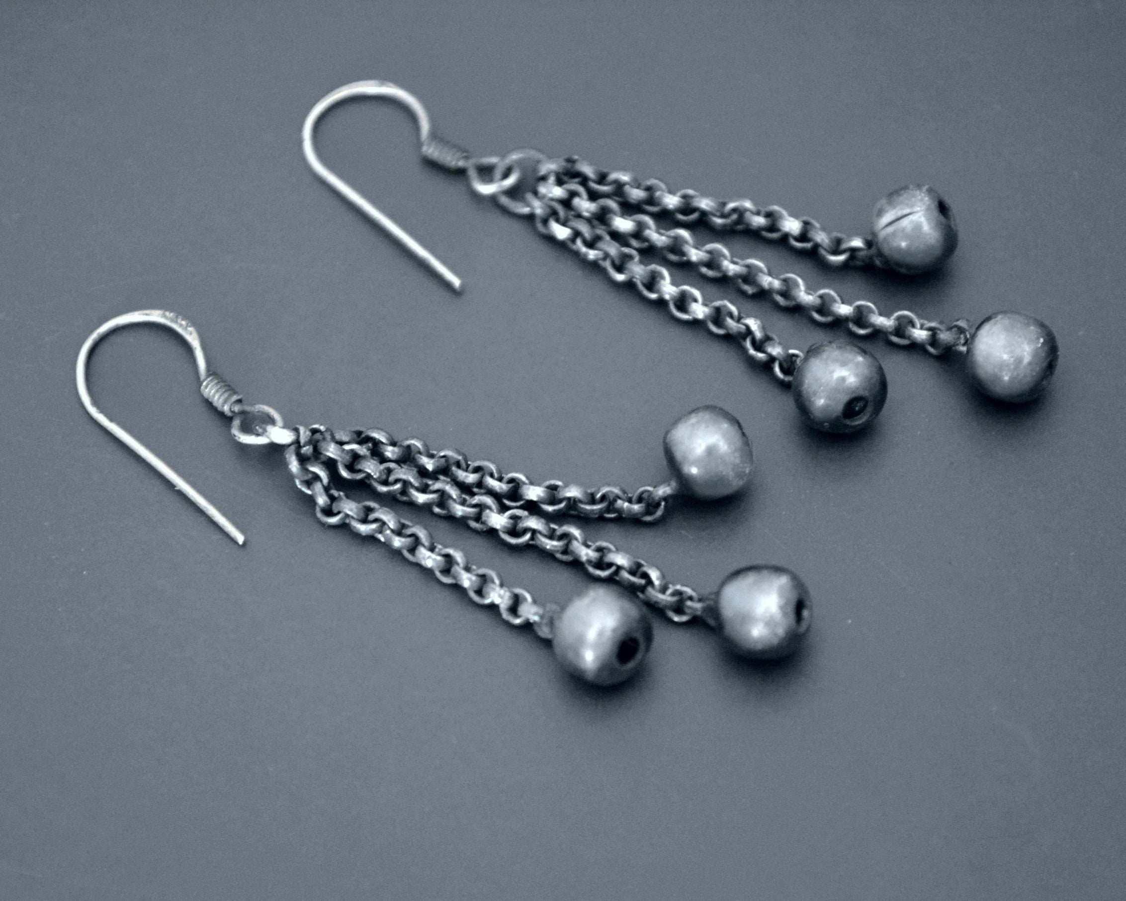Ethnic Silver Bell Earrings - Sterling Silver