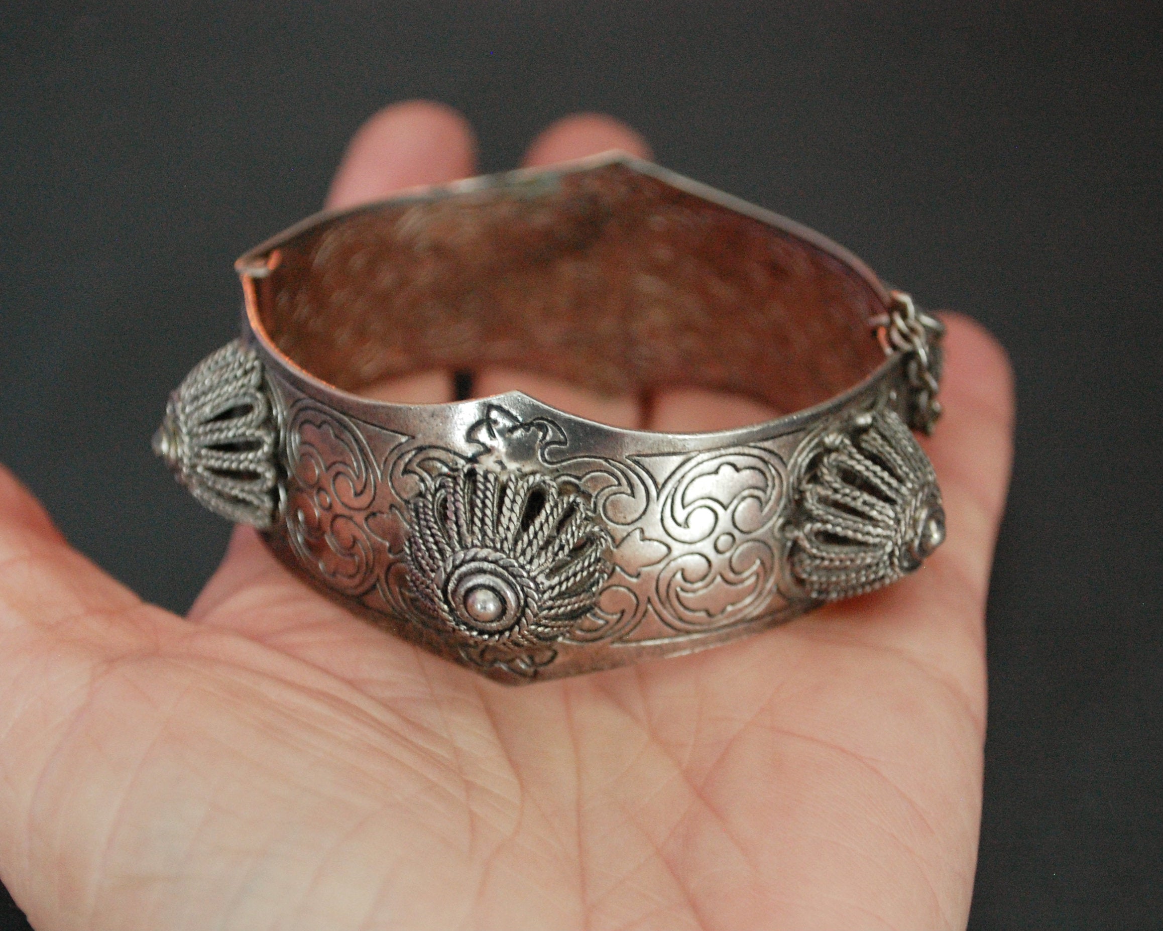 Ethnic Berber Filigree Hinged Bracelet