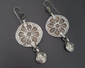 Ethnic Silver Disc Earrings from Afghanistan