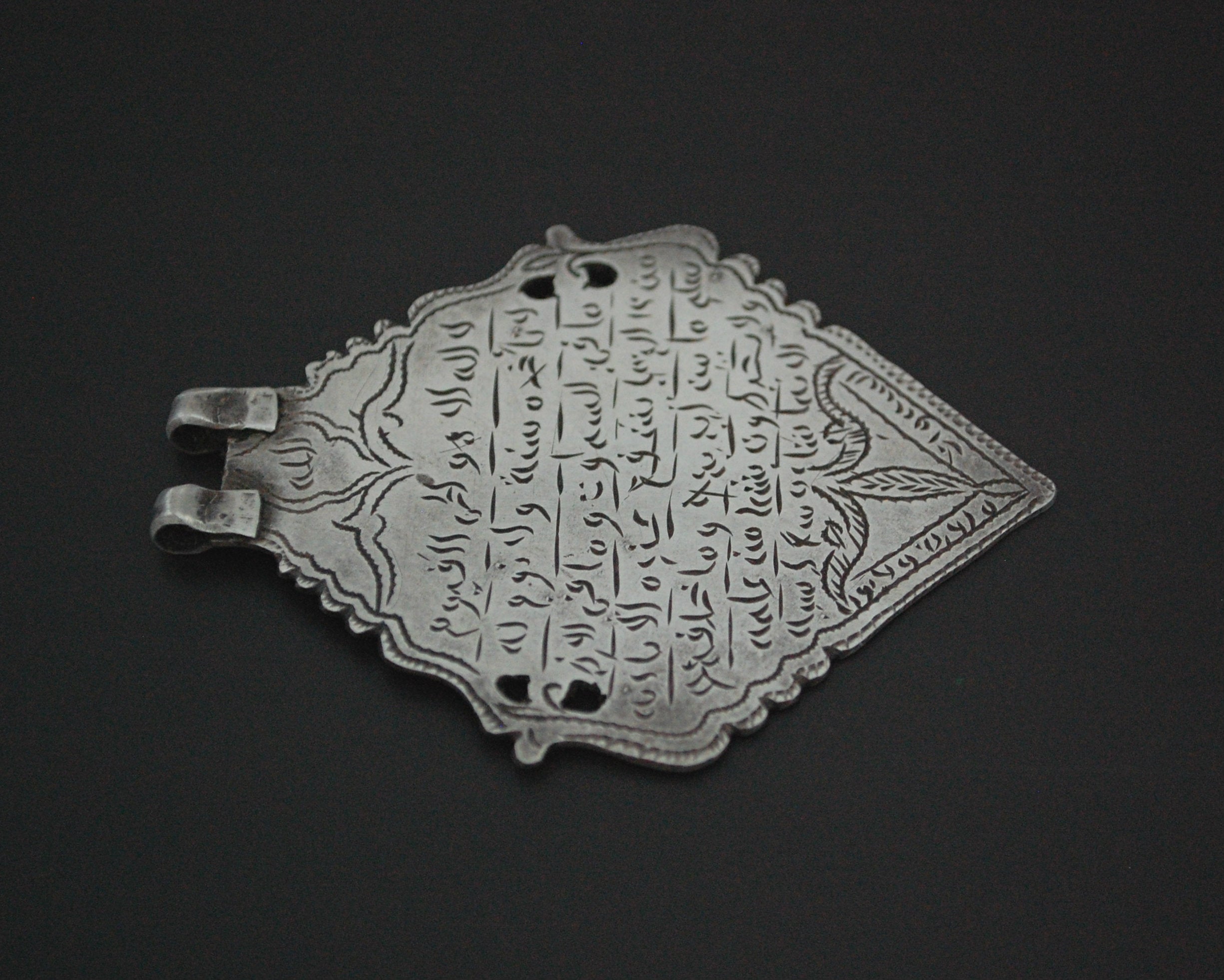 Large Arabic Script Pendant with Double Bale