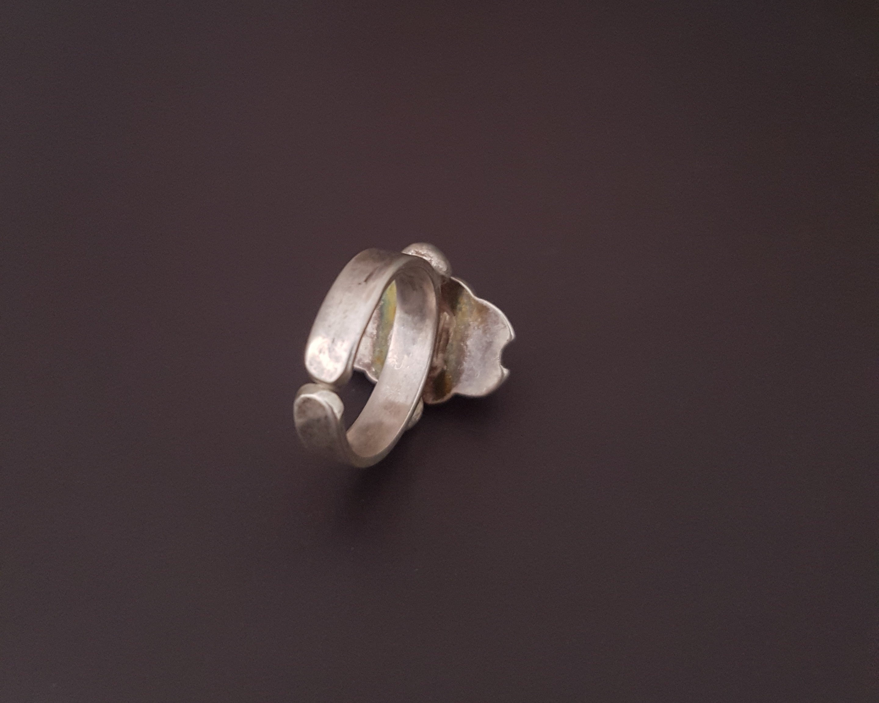 Enamel Scarab Ring from Egypt - Size 5+