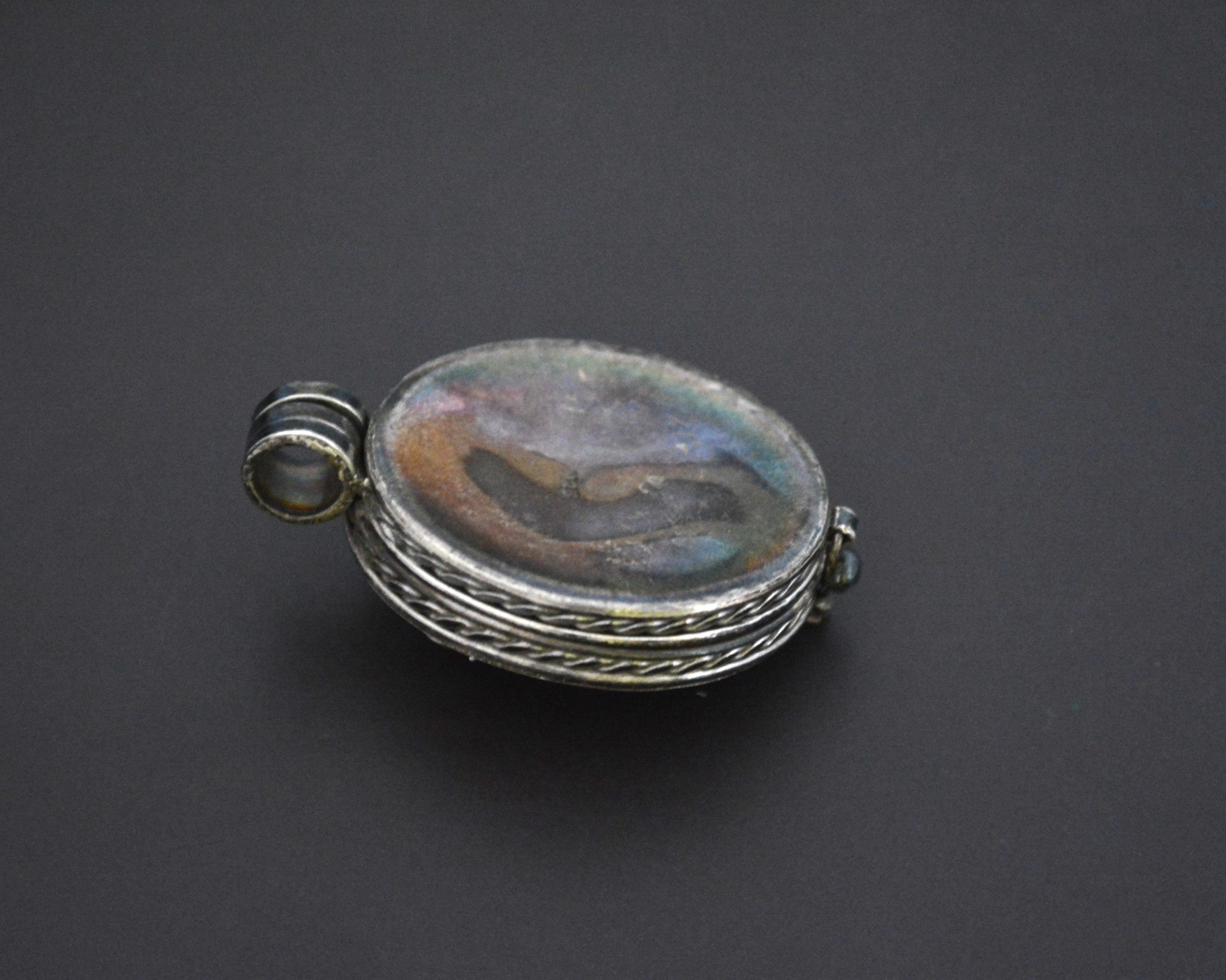 Old Silver Barong Locket Pendant from Bali