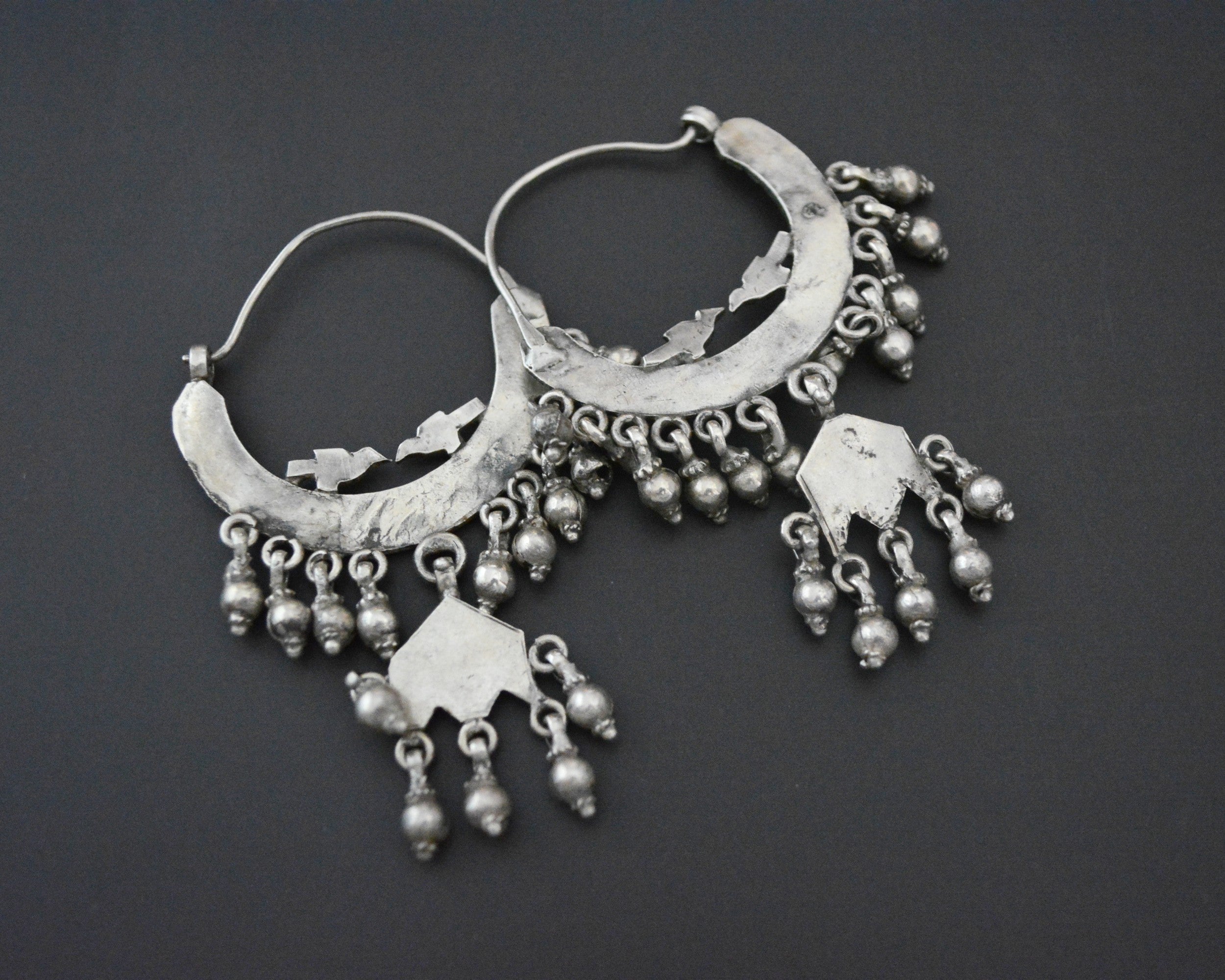Bold Rajasthani Silver Hoop Earrings with Bells