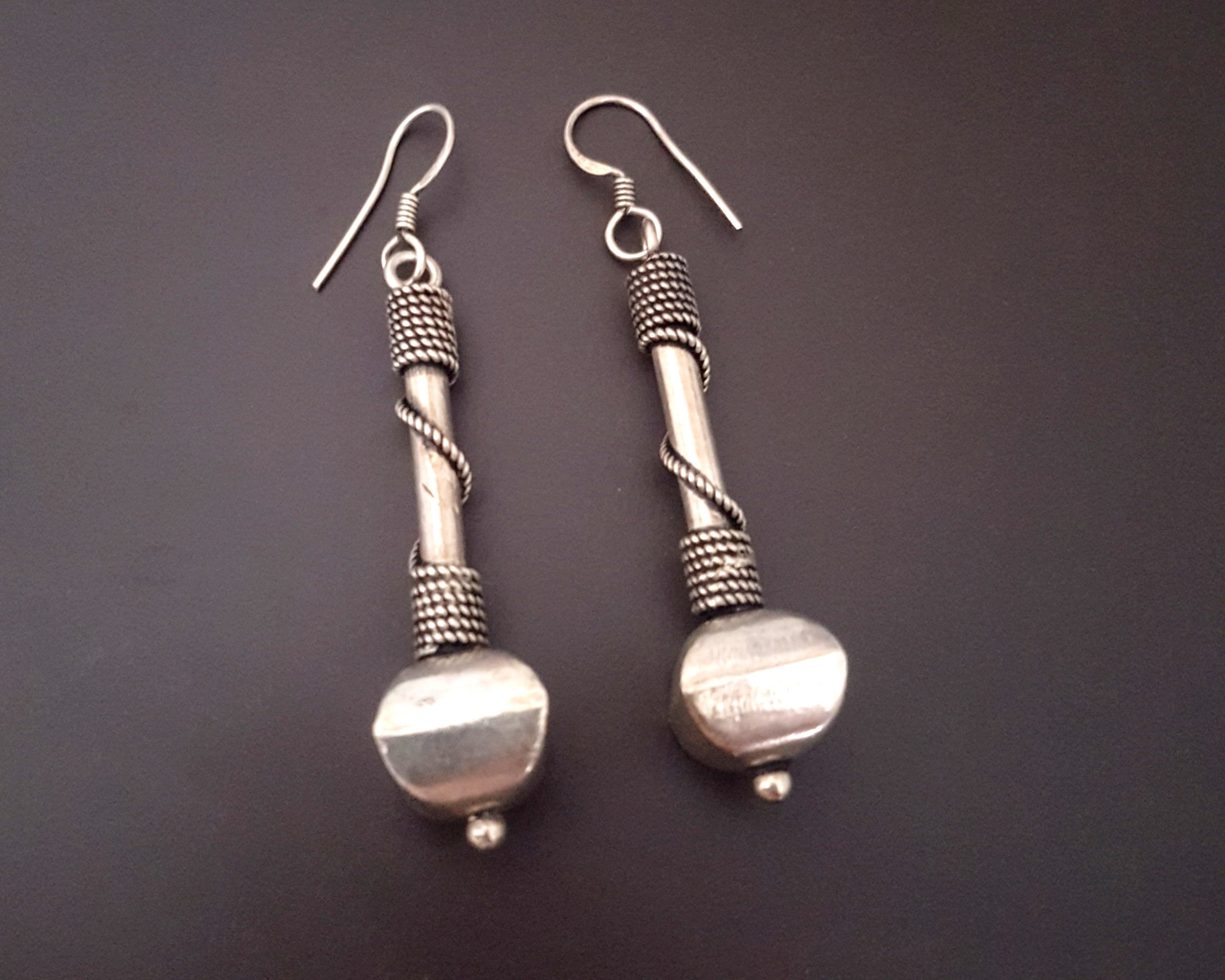 Vintage Indian Silver Dangle Earrings