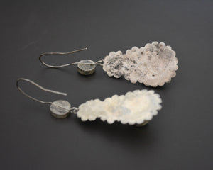 Afghani Silver Gilded Earrings with Turquoise