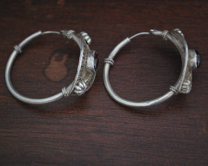 Ethnic Hoop Earrings with Garnet - MEDIUM