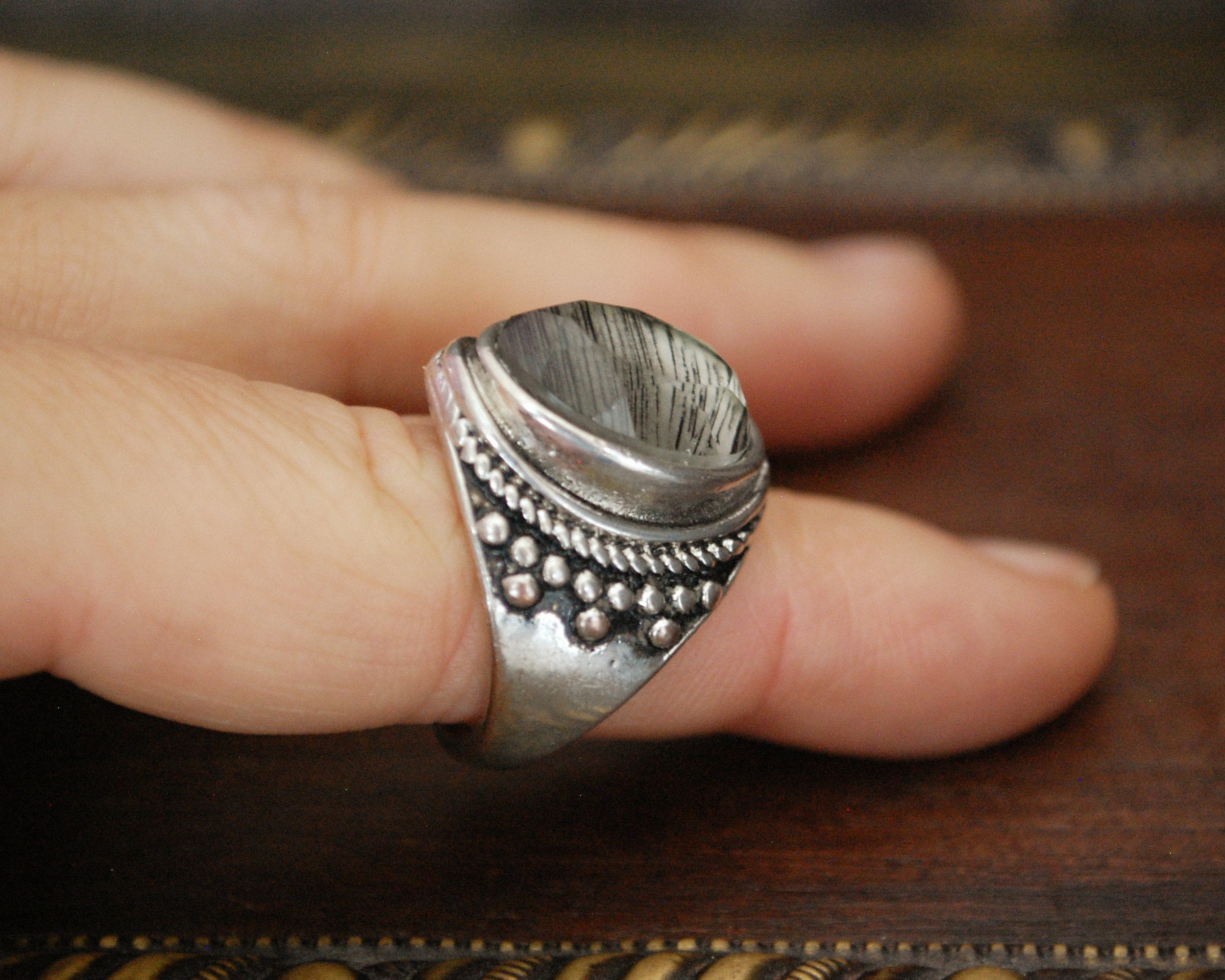 Faceted Crystal Quartz Ring - Size 5.5