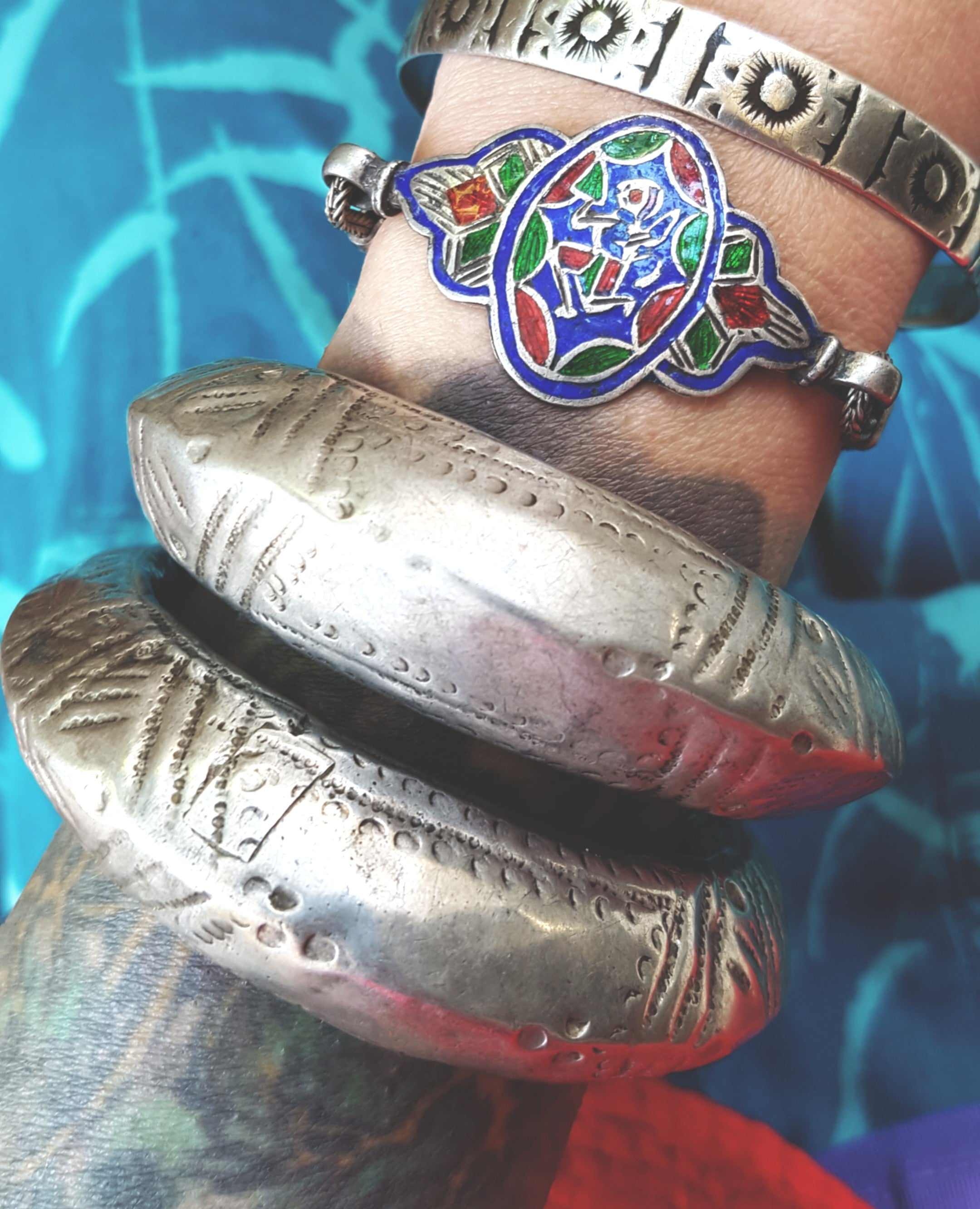 Pair Gujarati Silver Cuff Bracelets - SMALL/MEDIUM