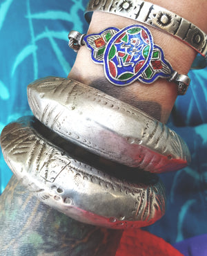 Pair Gujarati Silver Cuff Bracelets - SMALL/MEDIUM