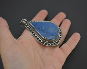 Huge Lapis Lazuli Sterling Silver Pendant