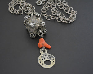 Antique Tunisian Pendant Necklace with Coral