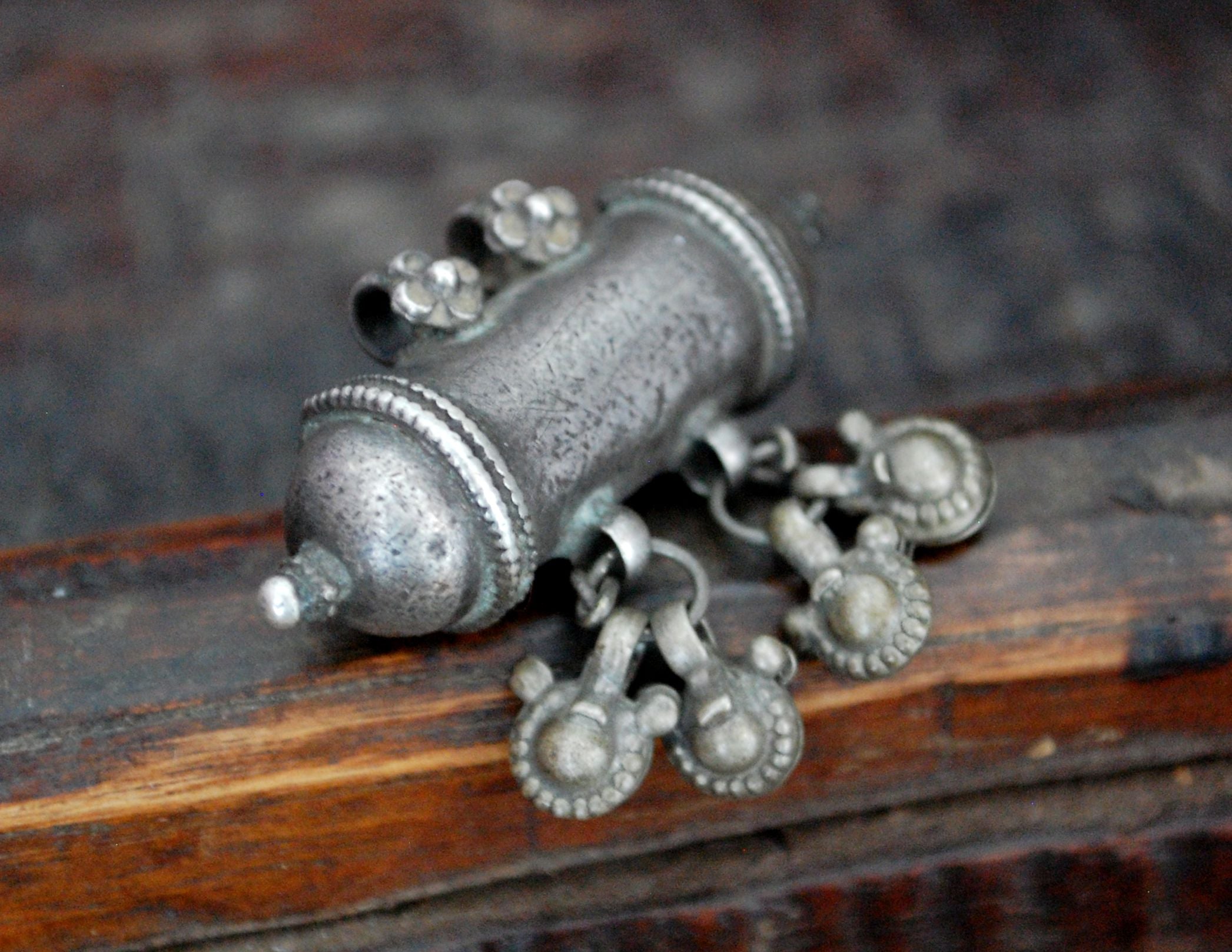 Rajasthani Tribal Silver Taviz Amulet with Bells