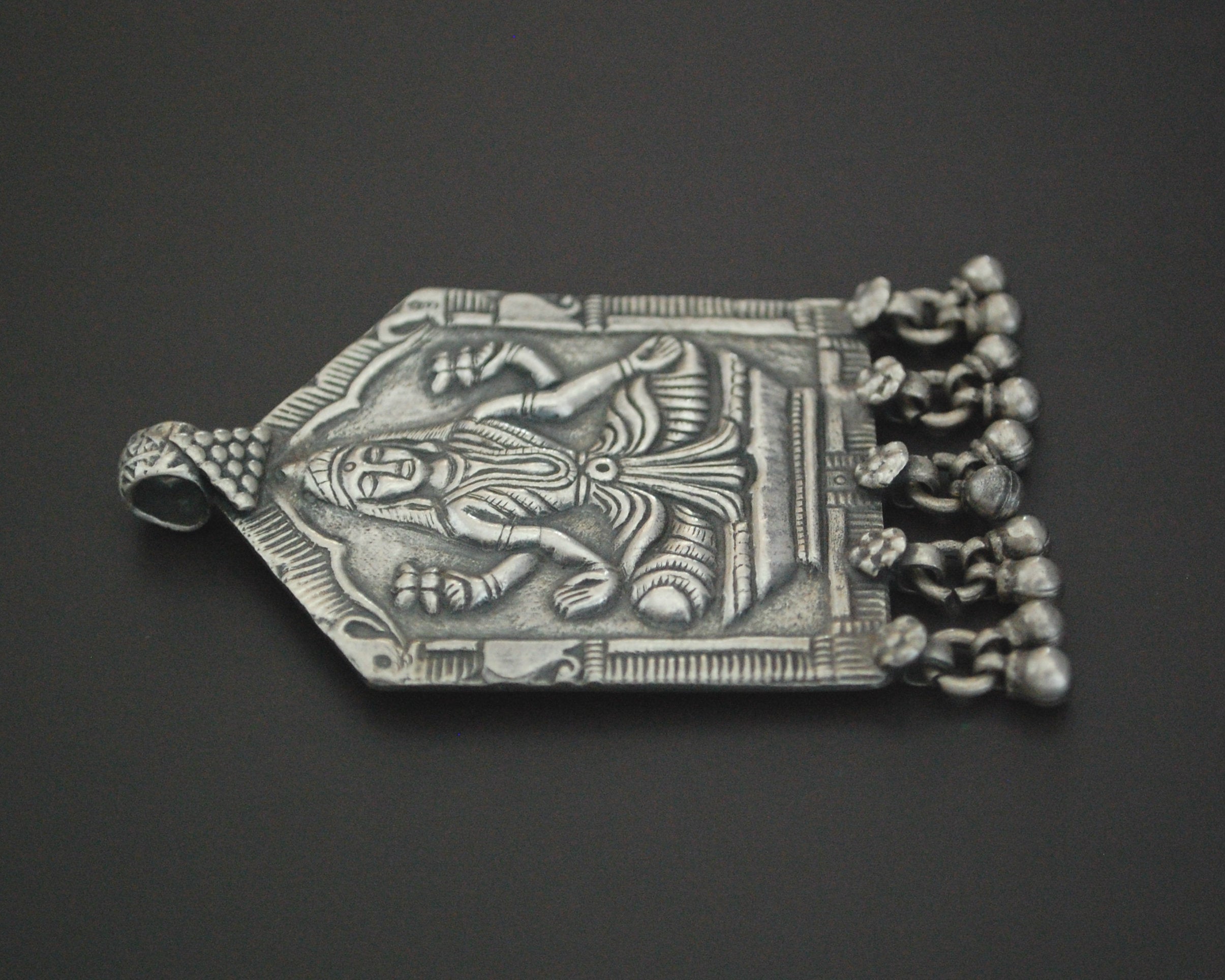 Large Hindu Goddess Lakshmi Pendant with Bells