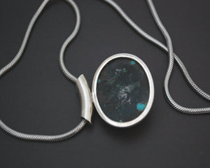 Turquoise Pendant on Sterling Silver Snake Chain