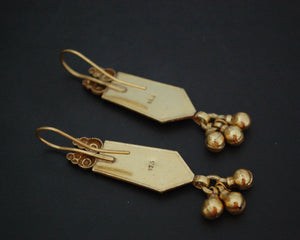 Gilded Earrings from India Rajasthan with Bells