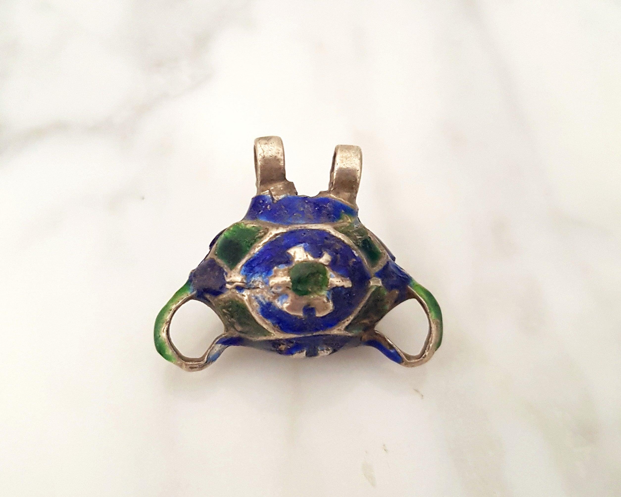 Multan Enamel Silver Bead Pendant