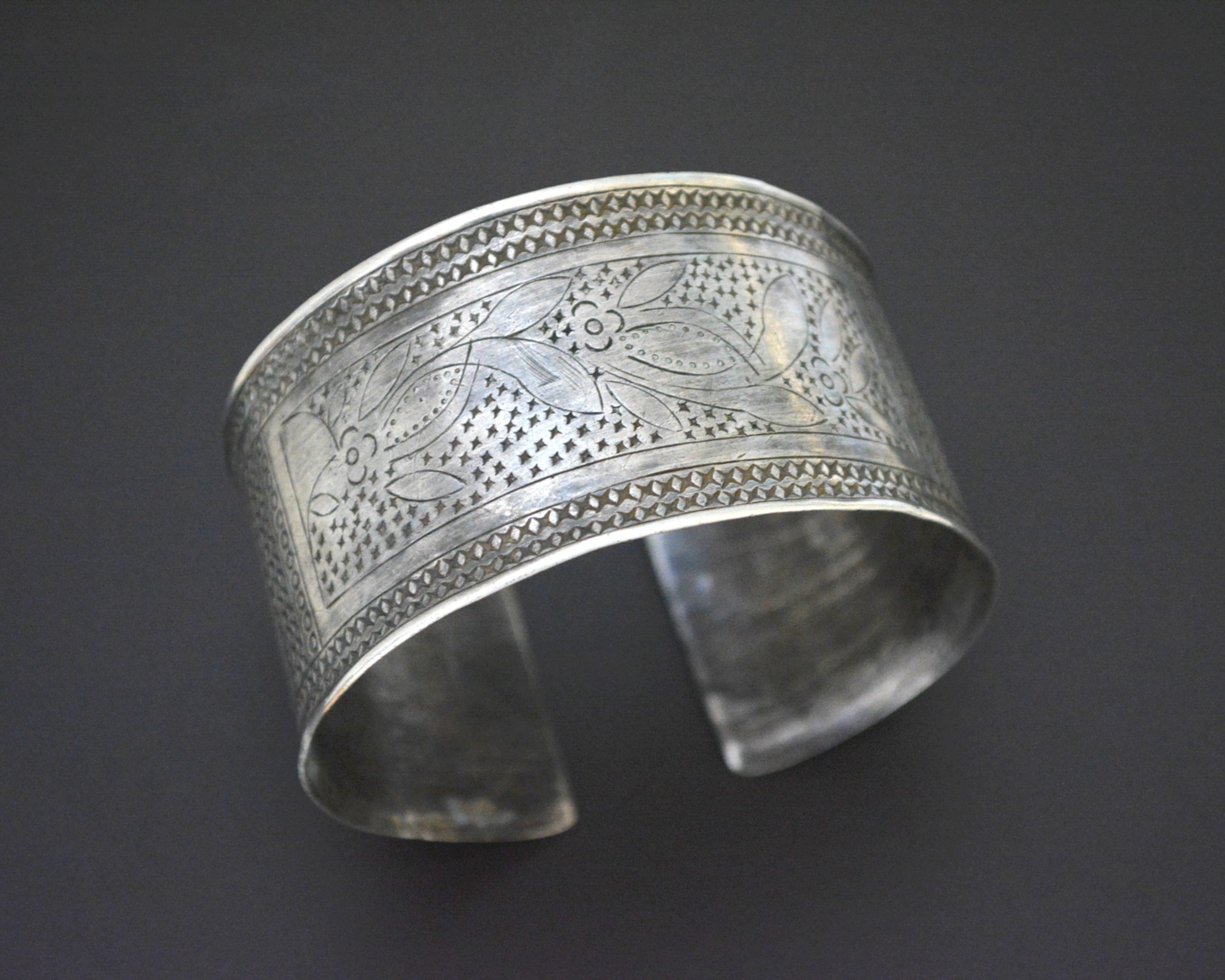 Hill Tribe Engraved Silver Cuff Bracelet