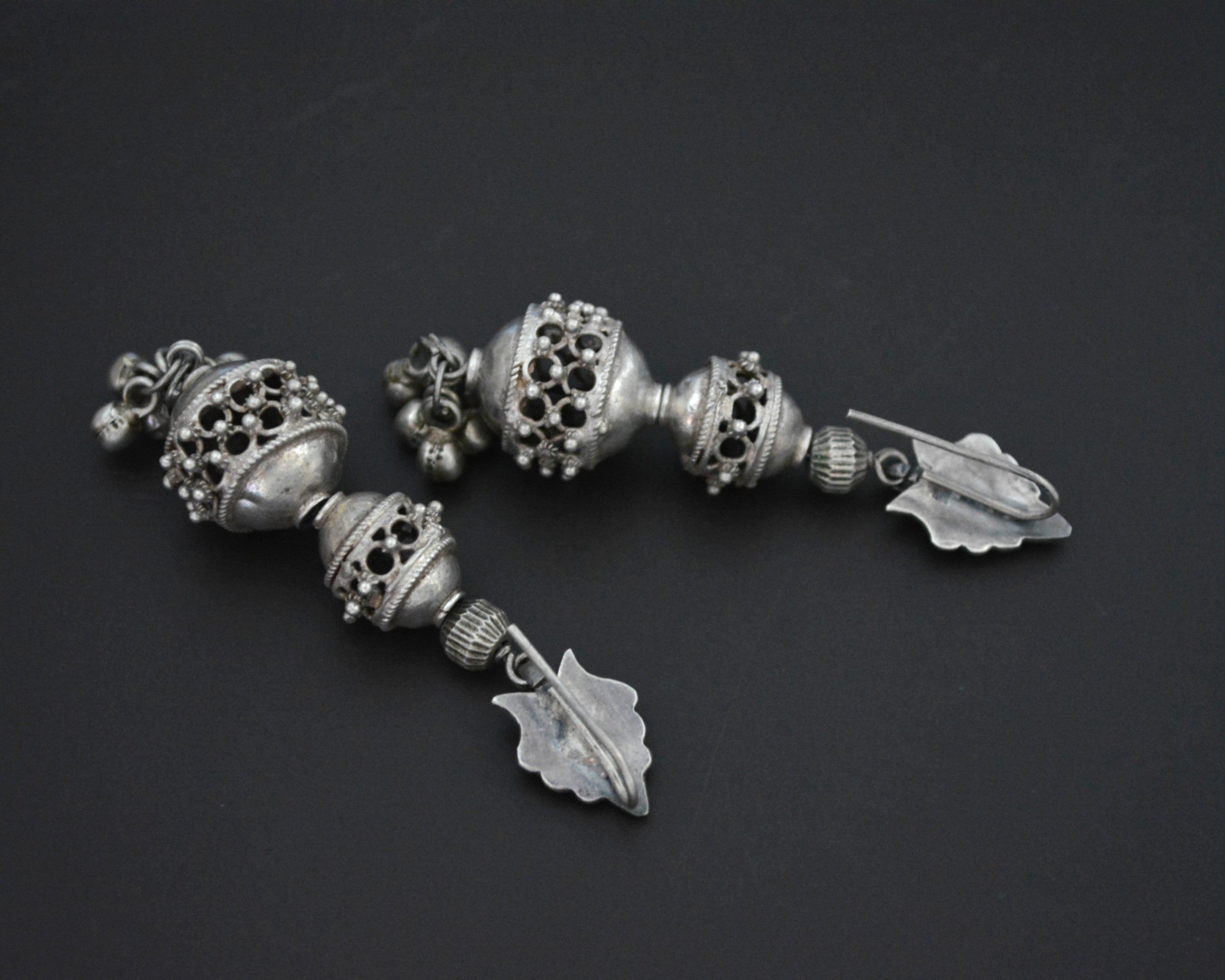 Rajasthani Silver Bead Earrings with Bells