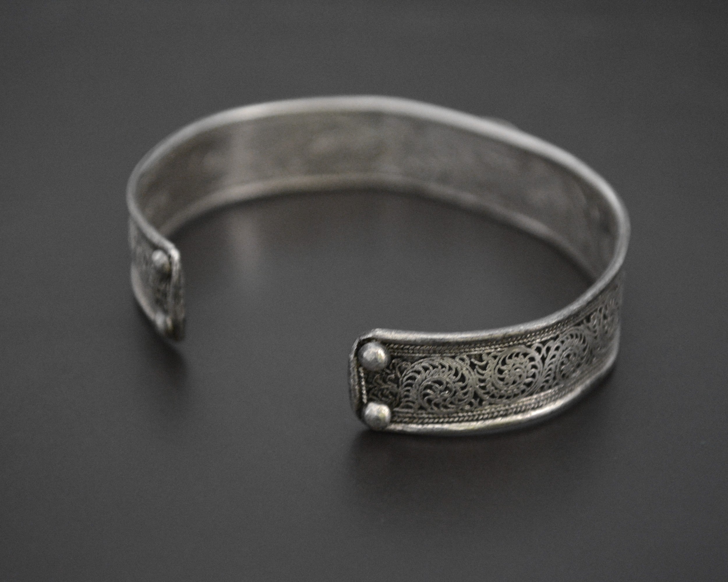 Nepali Turquoise Coral Cuff Bracelet with Filigree Work - SMALL