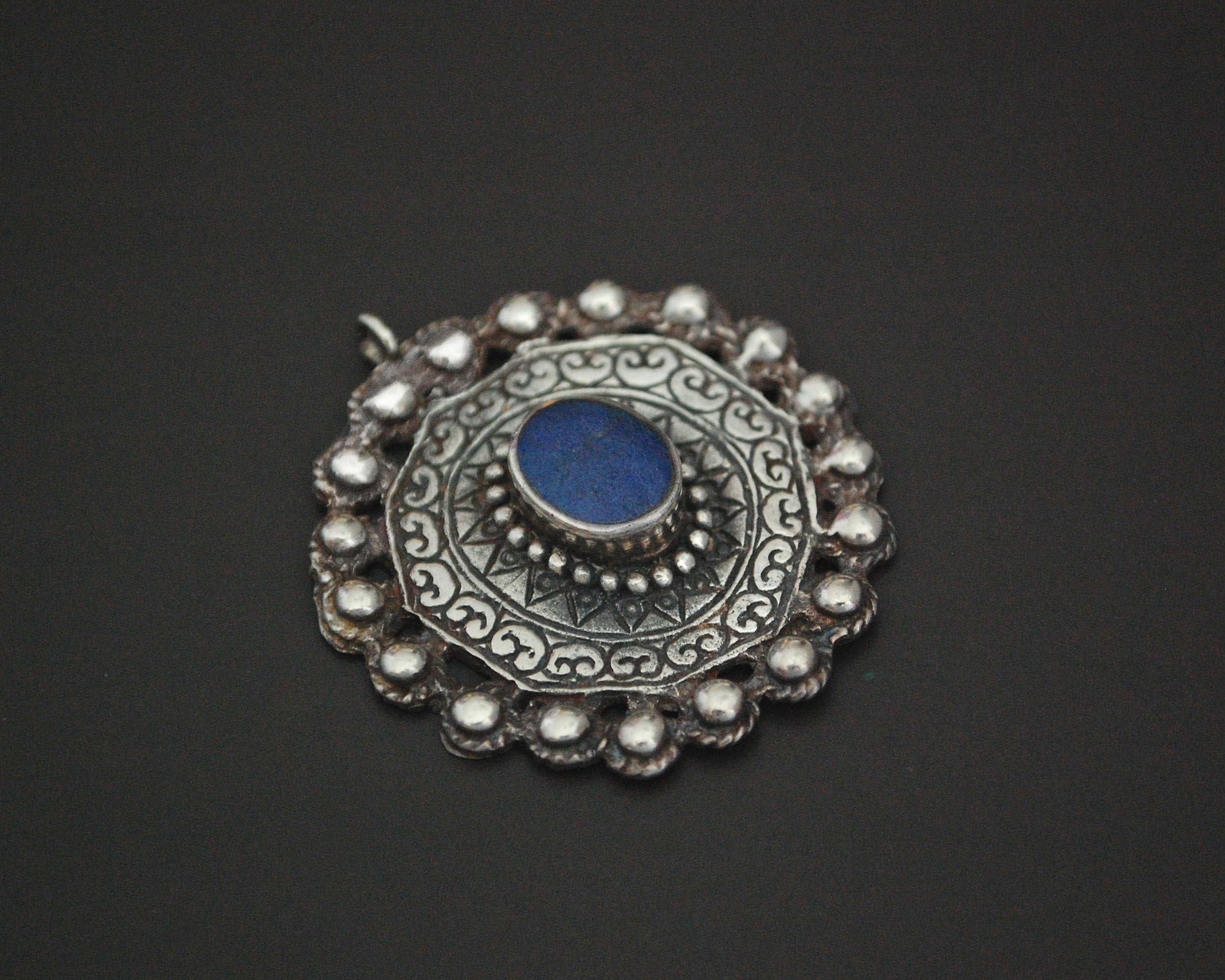 Ethnic Lapis Lazuli Sterling Silver Pendant