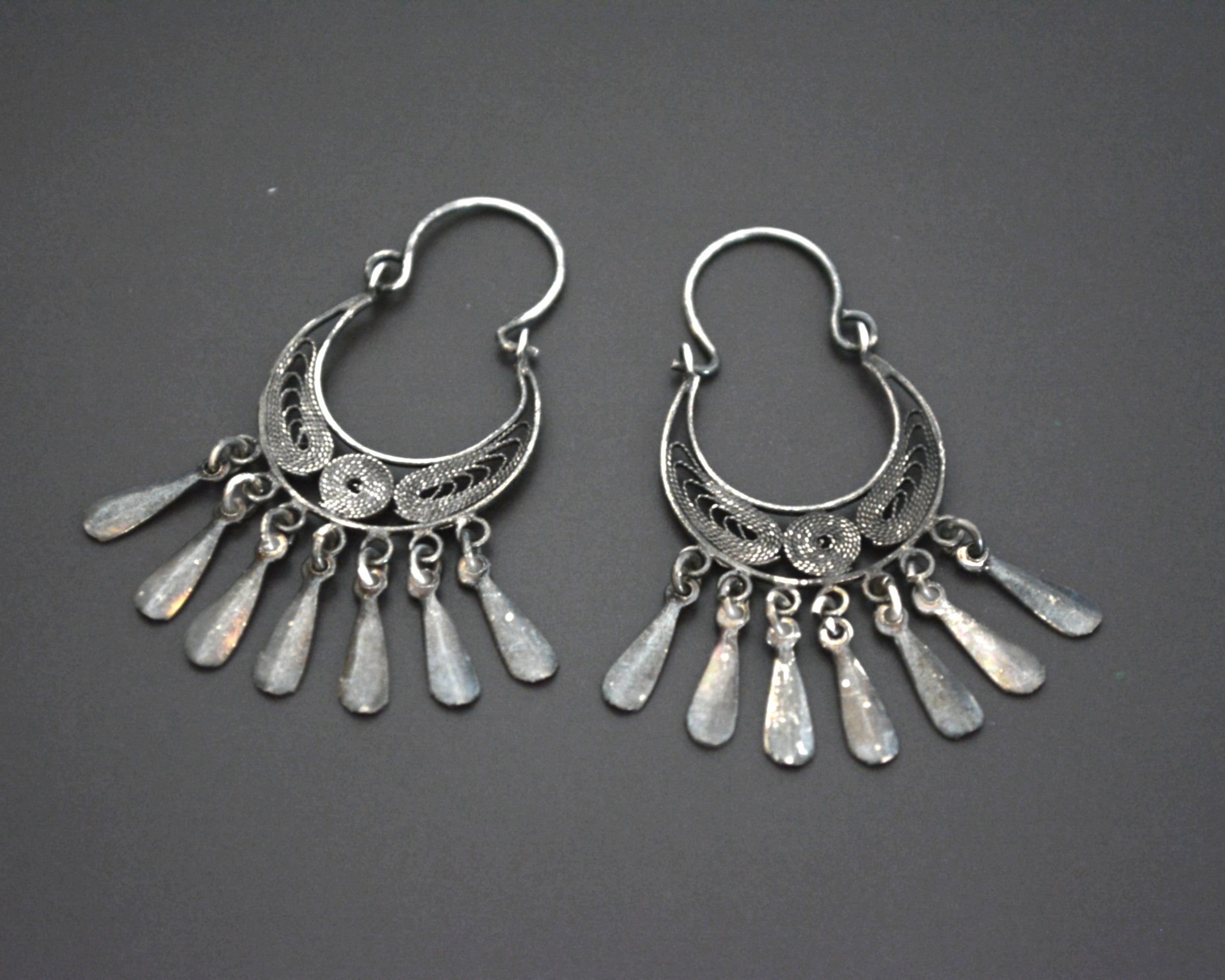 Filigree Hoop Earrings with Dangles