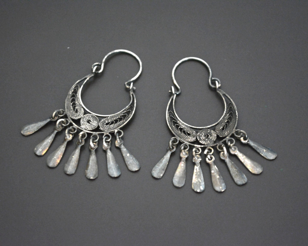 Filigree Hoop Earrings with Dangles