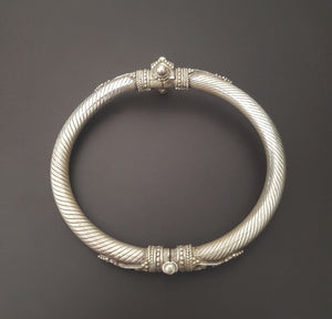 Ethnic Indian Silver Bracelet - Hinged