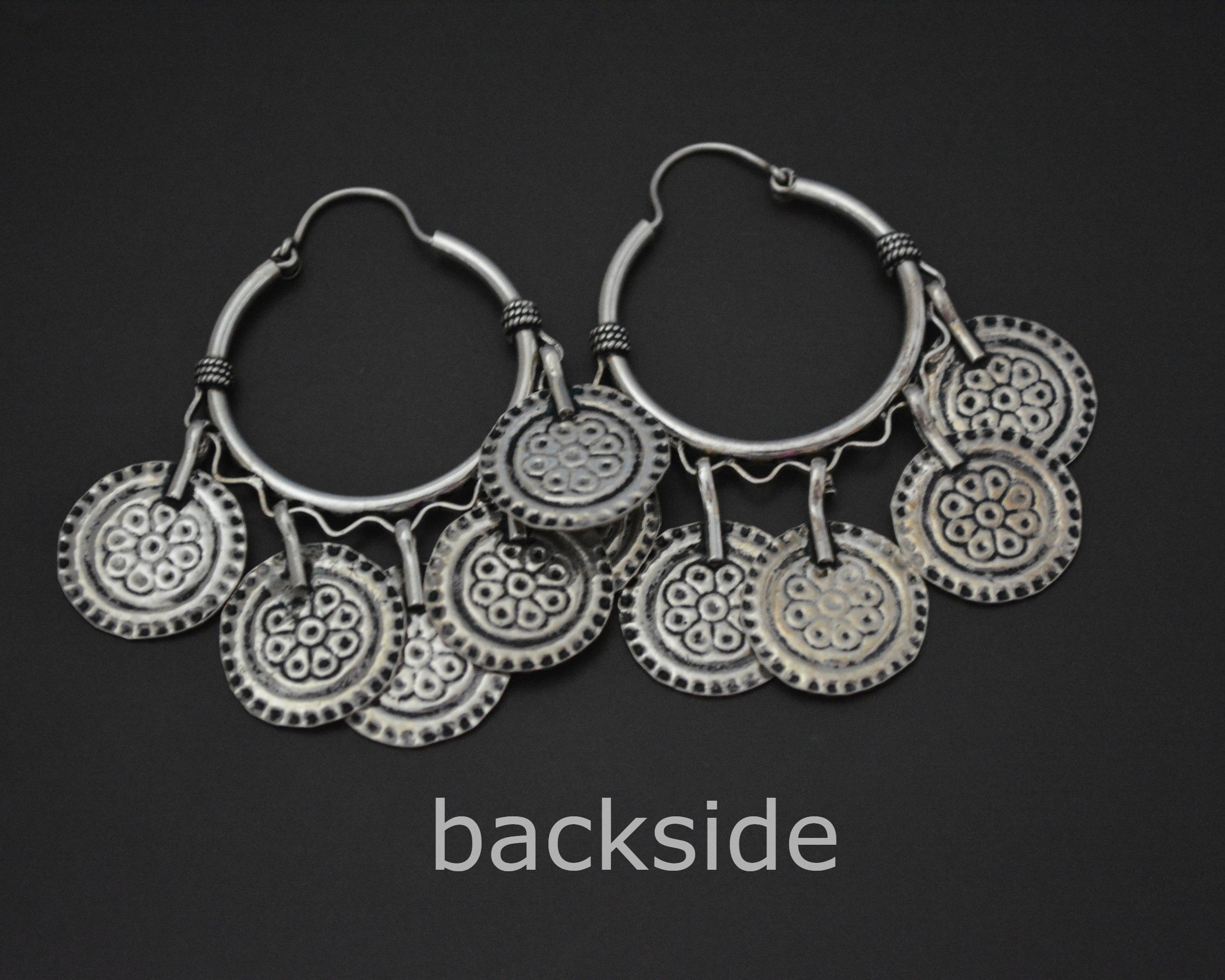 Ethnic Hoop Earrings with Dangles - LARGE