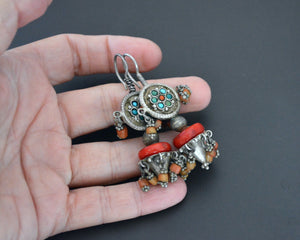 Reserved for E. - Uzbek Turquoise Coral Earrings