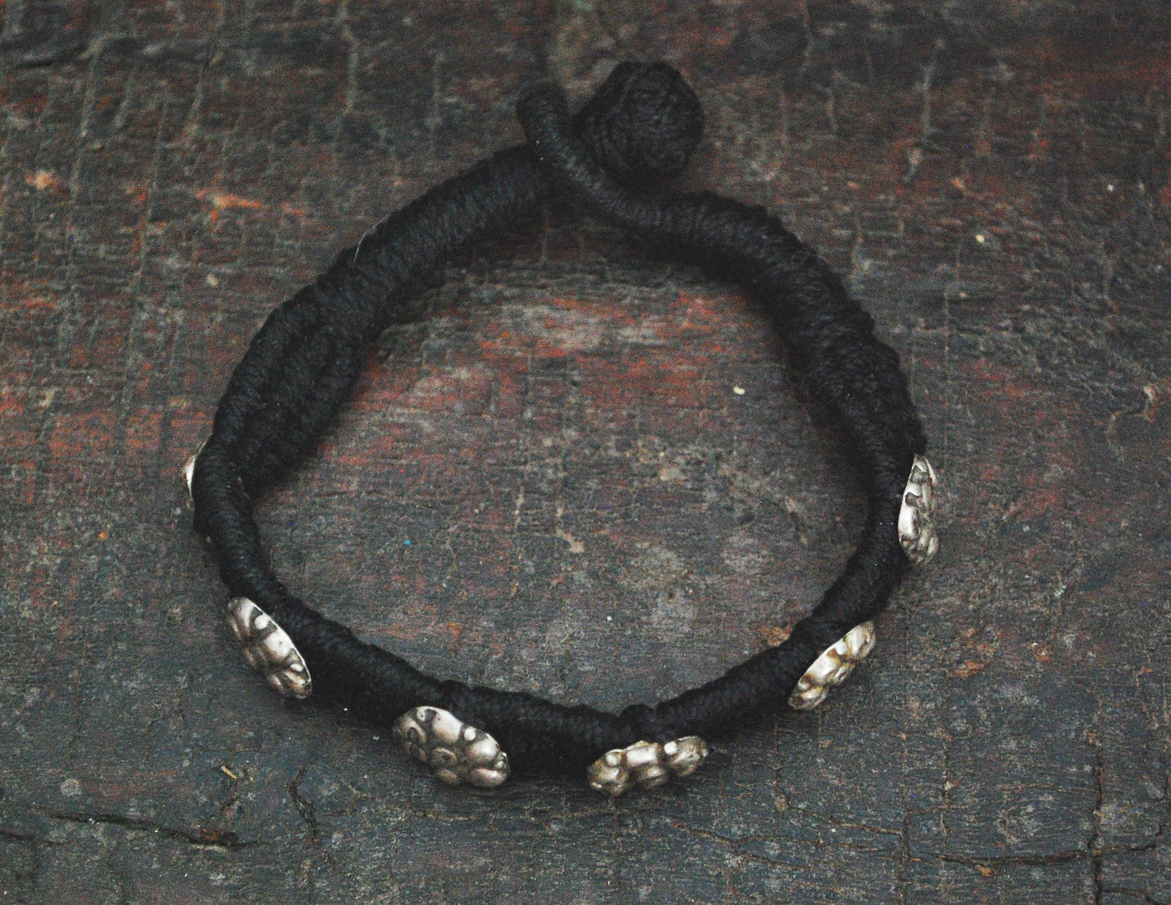 Tribal Rajasthani Cotton Bracelet with Silver Buttons