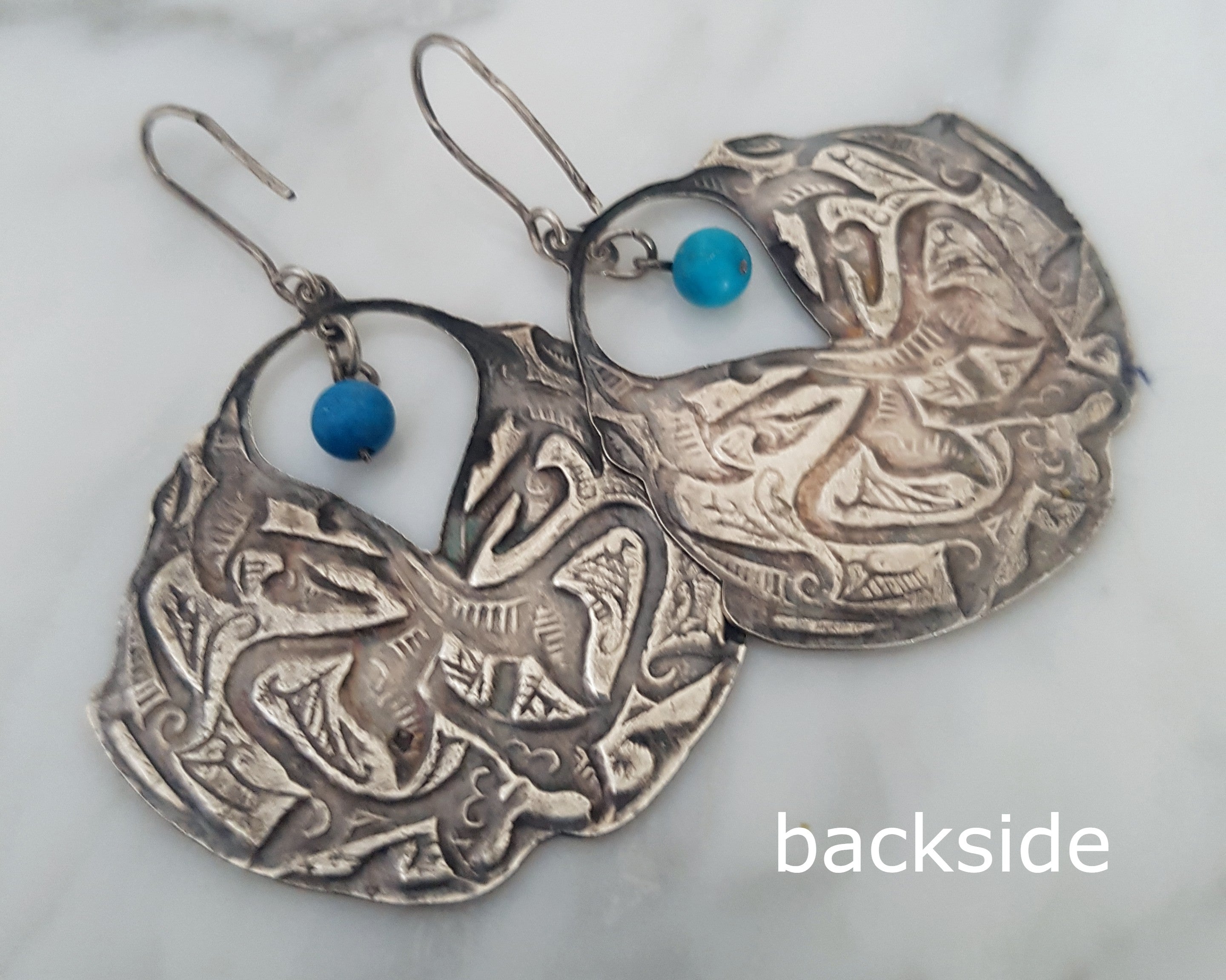 Large Earrings with Turquoises from Egypt
