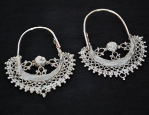 Antique Afghani Hoop Earrings with Turquoise