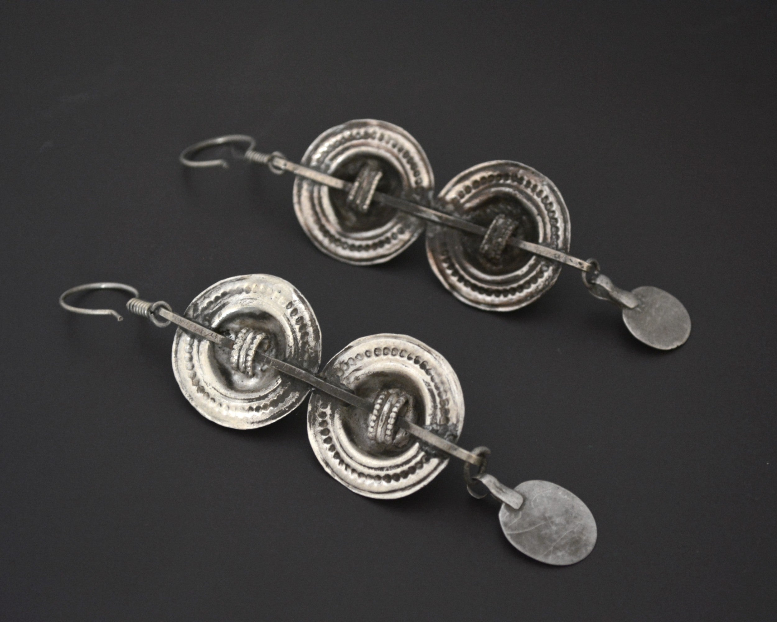 Large Afghani Silver Earrings with Dangles