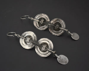 Large Afghani Silver Earrings with Dangles