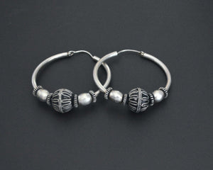 Large Ethnic Bali Hoop Earrings with Wire Work and Bead