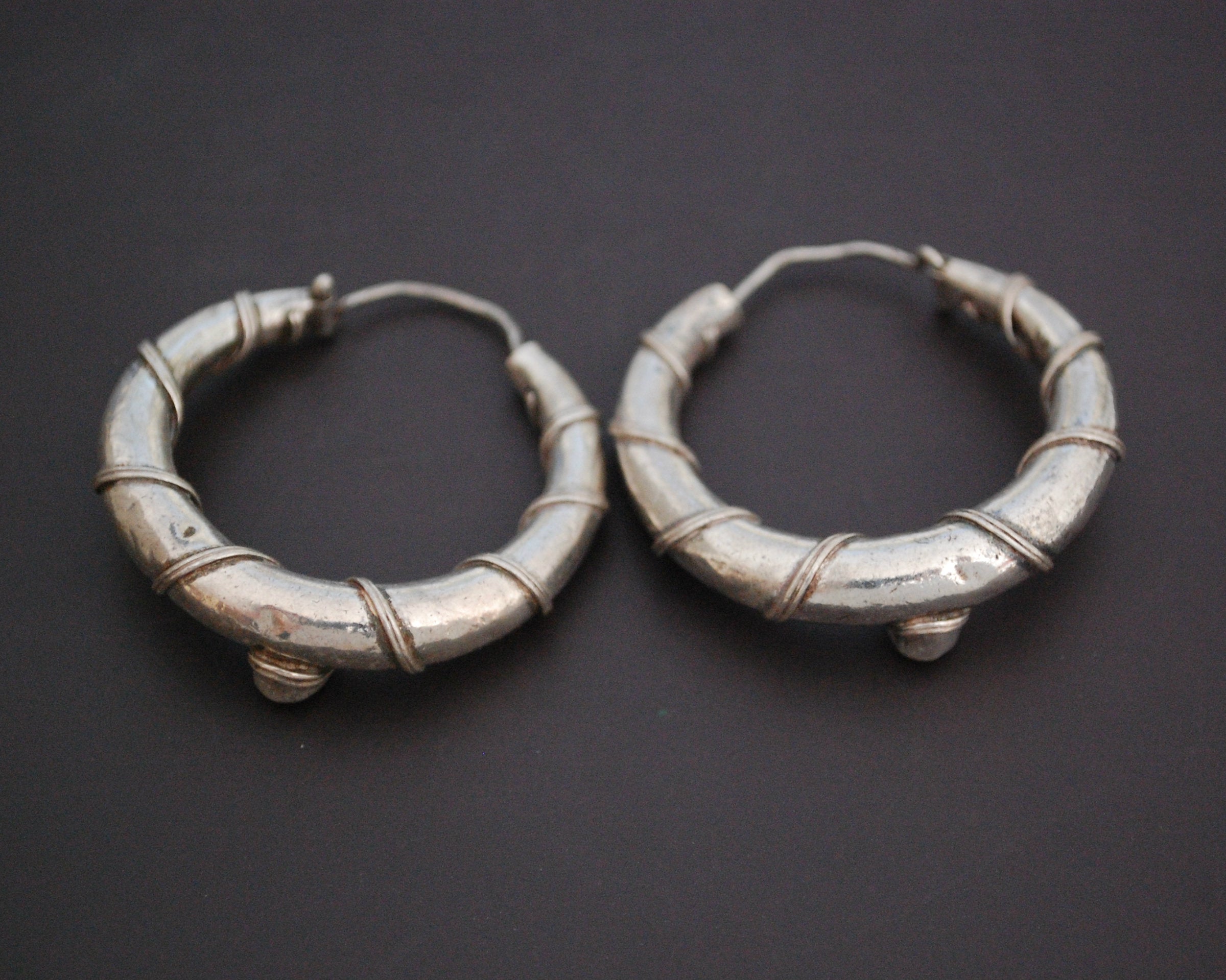 Ethnic Amethyst Hoop Earrings - MEDIUM / LARGE