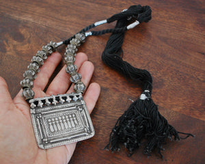 Rajasthani Sapta Matrika Silver Necklace on Cotton Cord