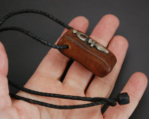 Tuareg Cross Leather Talisman Pendant on Leather Cord