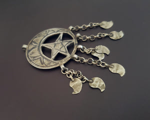 Old Caucasian Niello Pendant with Dangles