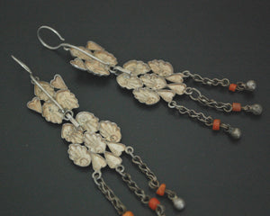 Uzbek Coral Silver Earrings