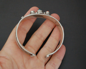 Nepali Turquoise Coral Cuff Bracelet with Filigree Work
