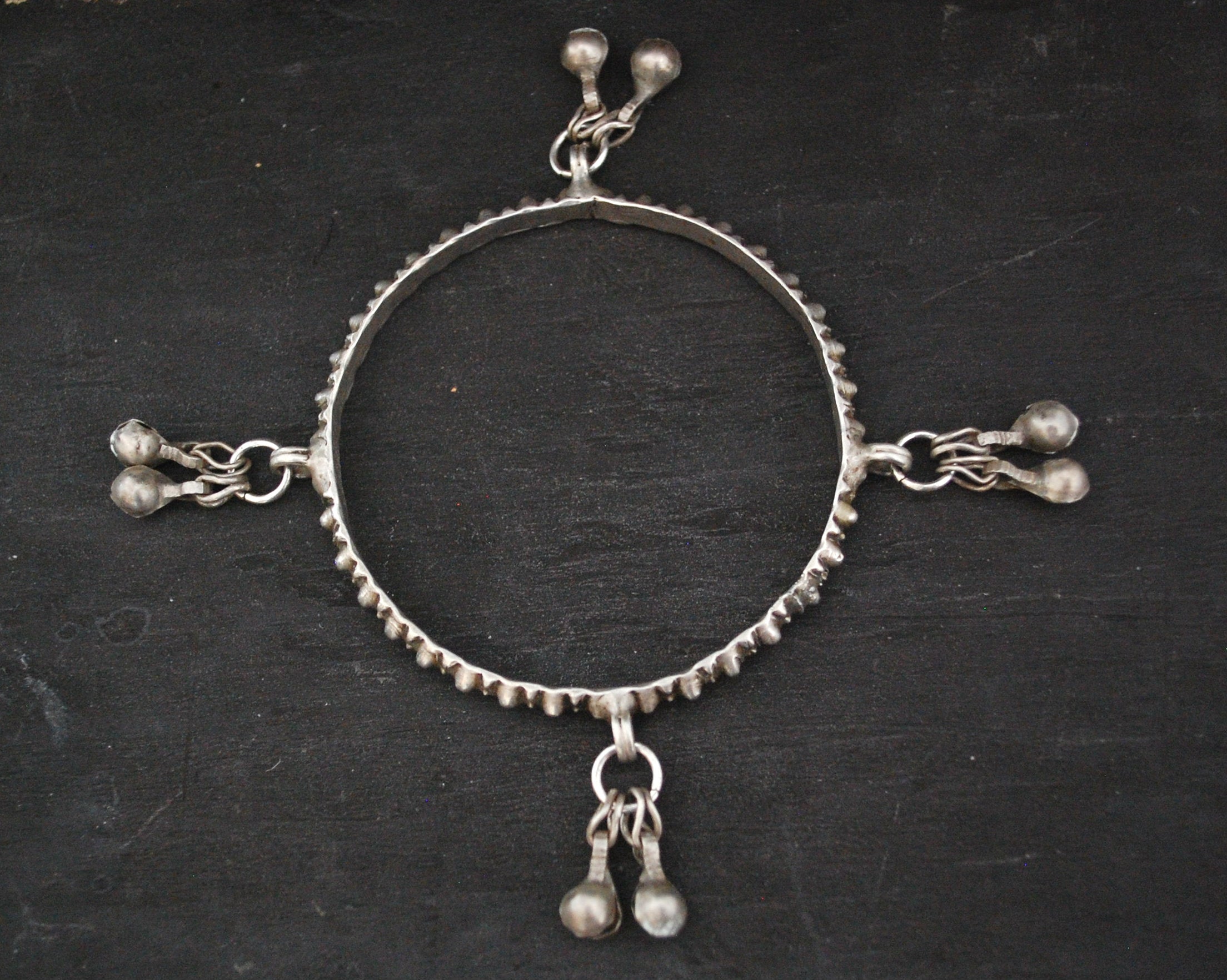 Rajasthani Silver Bracelet with Bells - XSMALL