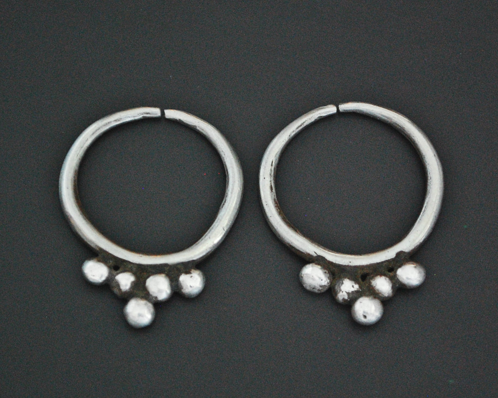 Afghani Hoop Earrings with Ball Decoration - MEDIUM