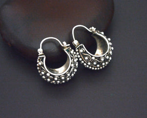 Ethnic Sterling Silver Bali Hoop Earrings - SMALL