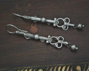 Antique Afghani Silver Earrings with Dangle