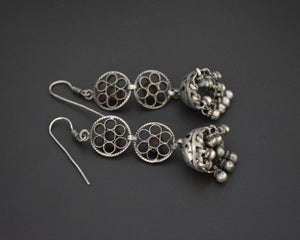 Indian Carnelian Jhumka Silver Earrings