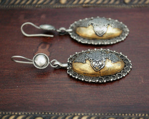 Kazakh Style Silver Gilded Dangle Earrings
