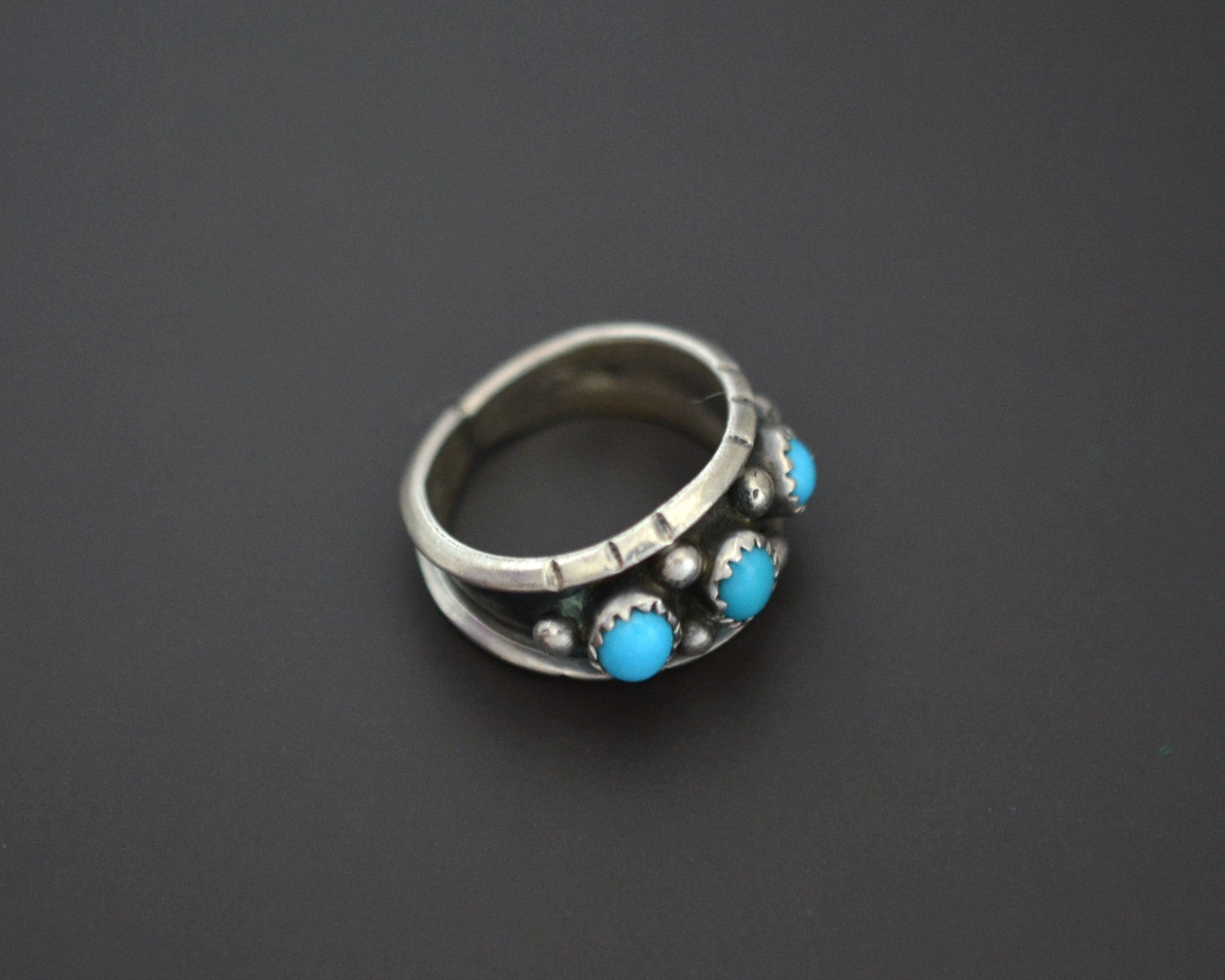 Zuni Turquoise Band Ring - Size 8 - Signed